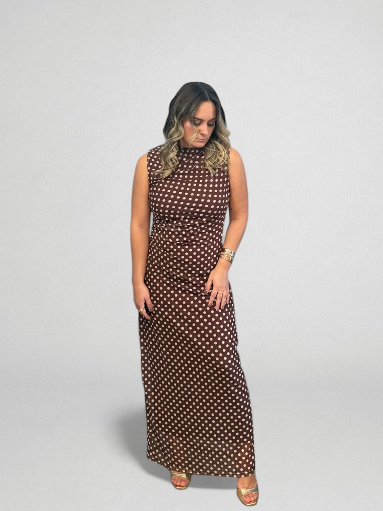 VESTIDO MAXI VINTAGE DOTS