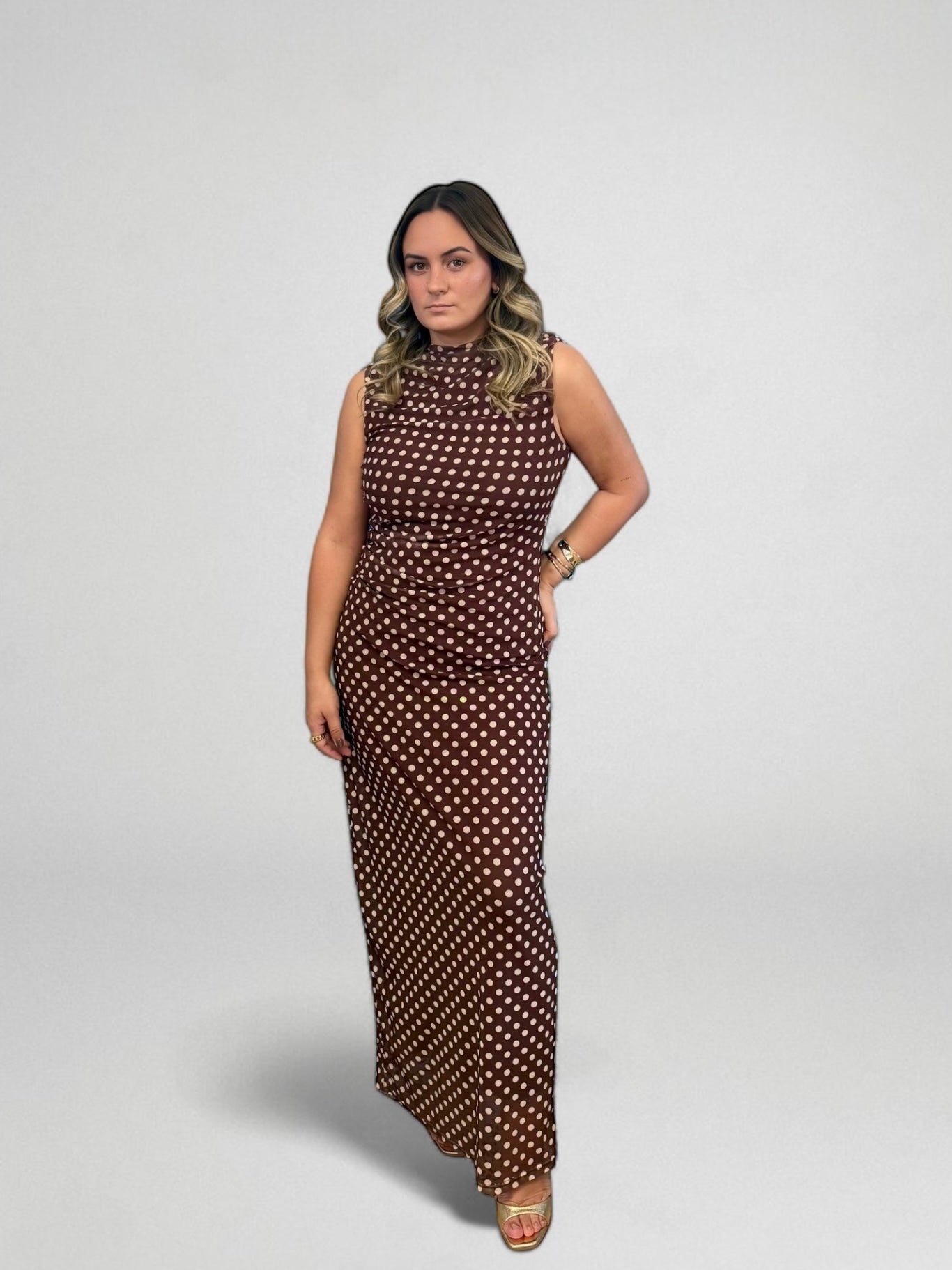 VESTIDO MAXI VINTAGE DOTS